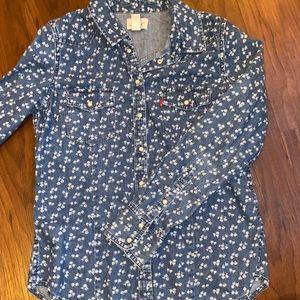Levi’s button up floral denim shirt